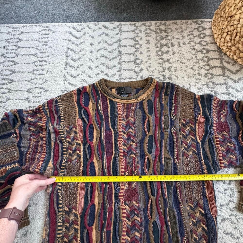 Vtg 1990s J Ferrar Cable Knit Coogi Inspired Sweater Size Medium - Picture 4 of 6